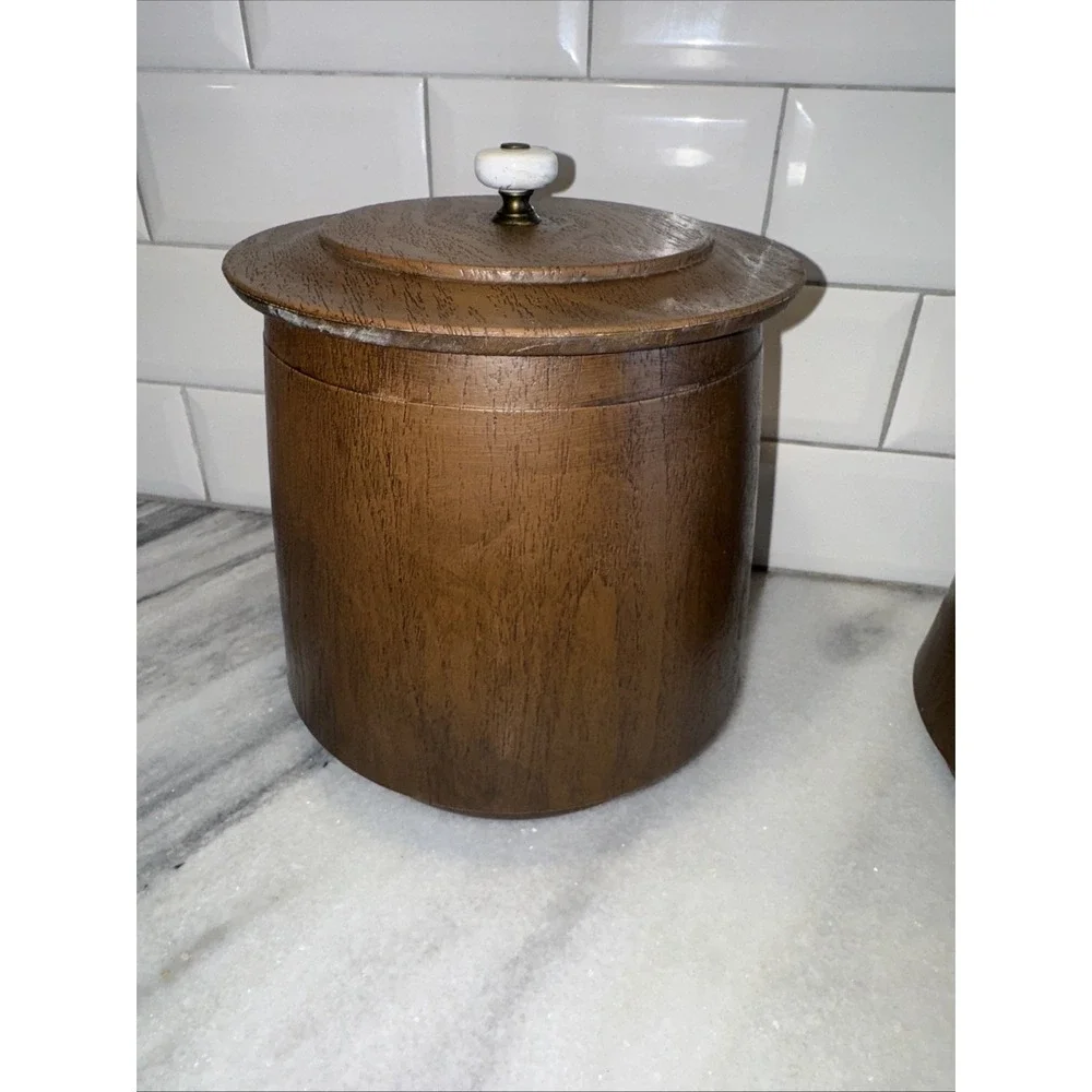 Rare Amazing Vintage‎ MCM Faux Wood/ Hard Plastic Canister Set